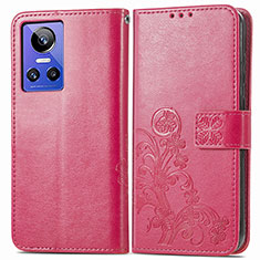 Coque Portefeuille Fleurs Livre Cuir Etui Clapet pour Realme GT Neo3 5G Rose Rouge