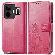 Coque Portefeuille Fleurs Livre Cuir Etui Clapet pour Realme GT Neo5 240W 5G Rose Rouge