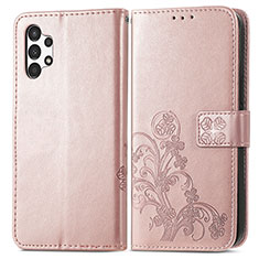 Coque Portefeuille Fleurs Livre Cuir Etui Clapet pour Samsung Galaxy A13 4G Rose