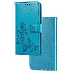 Coque Portefeuille Fleurs Livre Cuir Etui Clapet pour Samsung Galaxy A2 Core A260F A260G Bleu