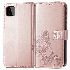 Coque Portefeuille Fleurs Livre Cuir Etui Clapet pour Samsung Galaxy A22 5G Rose