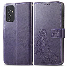 Coque Portefeuille Fleurs Livre Cuir Etui Clapet pour Samsung Galaxy A24 4G Violet