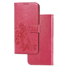 Coque Portefeuille Fleurs Livre Cuir Etui Clapet pour Samsung Galaxy F02S SM-E025F Rouge