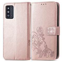 Coque Portefeuille Fleurs Livre Cuir Etui Clapet pour Samsung Galaxy F52 5G Rose