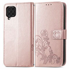 Coque Portefeuille Fleurs Livre Cuir Etui Clapet pour Samsung Galaxy F62 5G Rose