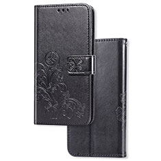 Coque Portefeuille Fleurs Livre Cuir Etui Clapet pour Samsung Galaxy M10S Noir