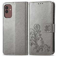 Coque Portefeuille Fleurs Livre Cuir Etui Clapet pour Samsung Galaxy M13 5G Gris