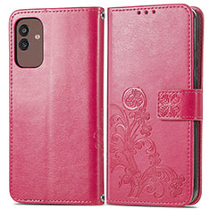 Coque Portefeuille Fleurs Livre Cuir Etui Clapet pour Samsung Galaxy M13 5G Rouge