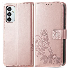 Coque Portefeuille Fleurs Livre Cuir Etui Clapet pour Samsung Galaxy M23 5G Rose