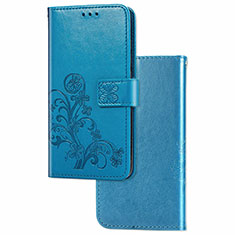 Coque Portefeuille Fleurs Livre Cuir Etui Clapet pour Samsung Galaxy M60s Bleu