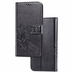 Coque Portefeuille Fleurs Livre Cuir Etui Clapet pour Samsung Galaxy M60s Noir