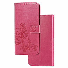 Coque Portefeuille Fleurs Livre Cuir Etui Clapet pour Samsung Galaxy Note 10 Lite Rouge
