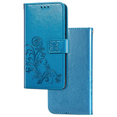 Coque Portefeuille Fleurs Livre Cuir Etui Clapet pour Samsung Galaxy S20 FE 4G Bleu