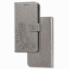 Coque Portefeuille Fleurs Livre Cuir Etui Clapet pour Samsung Galaxy Z Fold3 5G Gris