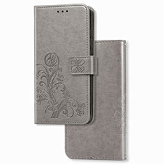 Coque Portefeuille Fleurs Livre Cuir Etui Clapet pour Samsung Galaxy Z Fold4 5G Gris