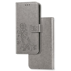 Coque Portefeuille Fleurs Livre Cuir Etui Clapet pour Sony Xperia 1 II Gris