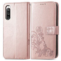 Coque Portefeuille Fleurs Livre Cuir Etui Clapet pour Sony Xperia 10 IV Rose