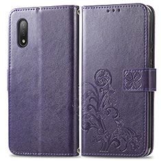 Coque Portefeuille Fleurs Livre Cuir Etui Clapet pour Sony Xperia Ace II SO-41B Violet