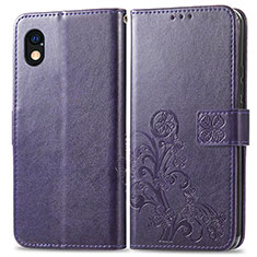 Coque Portefeuille Fleurs Livre Cuir Etui Clapet pour Sony Xperia Ace III Violet