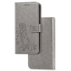 Coque Portefeuille Fleurs Livre Cuir Etui Clapet pour Sony Xperia L4 Gris