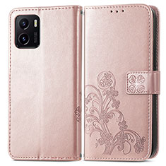 Coque Portefeuille Fleurs Livre Cuir Etui Clapet pour Vivo iQOO U5x Rose