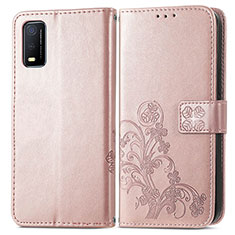 Coque Portefeuille Fleurs Livre Cuir Etui Clapet pour Vivo Y3s (2021) Rose