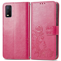 Coque Portefeuille Fleurs Livre Cuir Etui Clapet pour Vivo Y3s (2021) Rouge