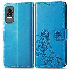 Coque Portefeuille Fleurs Livre Cuir Etui Clapet pour Xiaomi Civi 5G Bleu