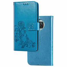 Coque Portefeuille Fleurs Livre Cuir Etui Clapet pour Xiaomi Mi 10i 5G Bleu