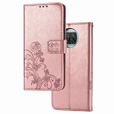 Coque Portefeuille Fleurs Livre Cuir Etui Clapet pour Xiaomi Mi 10i 5G Rose