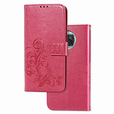 Coque Portefeuille Fleurs Livre Cuir Etui Clapet pour Xiaomi Mi 10T Lite 5G Rouge