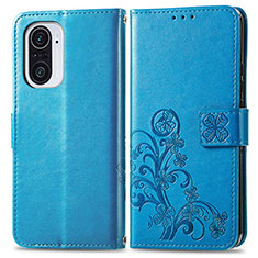 Coque Portefeuille Fleurs Livre Cuir Etui Clapet pour Xiaomi Mi 11i 5G Bleu