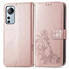 Coque Portefeuille Fleurs Livre Cuir Etui Clapet pour Xiaomi Mi 12 5G Rose