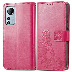 Coque Portefeuille Fleurs Livre Cuir Etui Clapet pour Xiaomi Mi 12 5G Rouge