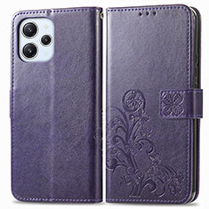 Coque Portefeuille Fleurs Livre Cuir Etui Clapet pour Xiaomi Redmi 12 4G Violet