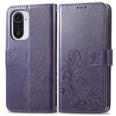 Coque Portefeuille Fleurs Livre Cuir Etui Clapet pour Xiaomi Redmi K40 Pro 5G Violet