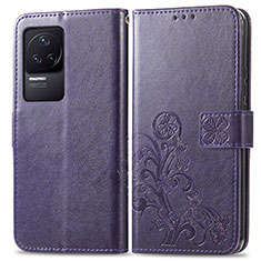 Coque Portefeuille Fleurs Livre Cuir Etui Clapet pour Xiaomi Redmi K50 Pro 5G Violet