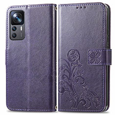 Coque Portefeuille Fleurs Livre Cuir Etui Clapet pour Xiaomi Redmi K50 Ultra 5G Violet