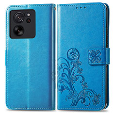 Coque Portefeuille Fleurs Livre Cuir Etui Clapet pour Xiaomi Redmi K60 Ultra 5G Bleu