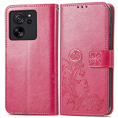 Coque Portefeuille Fleurs Livre Cuir Etui Clapet pour Xiaomi Redmi K60 Ultra 5G Rose Rouge