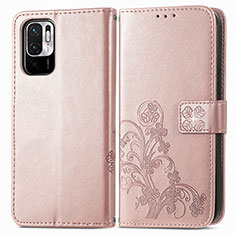 Coque Portefeuille Fleurs Livre Cuir Etui Clapet pour Xiaomi Redmi Note 10 JE 5G Rose