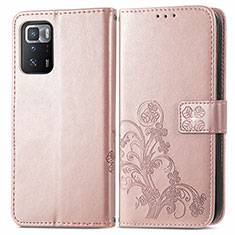 Coque Portefeuille Fleurs Livre Cuir Etui Clapet pour Xiaomi Redmi Note 10 Pro 5G Rose