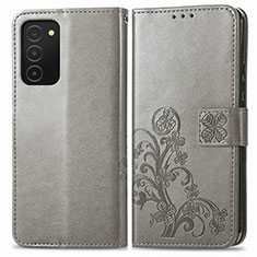 Coque Portefeuille Fleurs Livre Cuir Etui Clapet S01D pour Samsung Galaxy A03s Gris