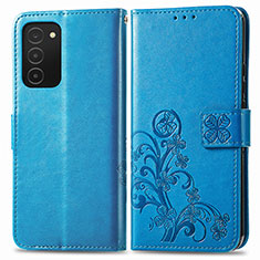 Coque Portefeuille Fleurs Livre Cuir Etui Clapet S01D pour Samsung Galaxy F02S SM-E025F Bleu