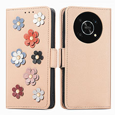 Coque Portefeuille Fleurs Livre Cuir Etui Clapet S02D pour Huawei Enjoy 50 Pro Kaki