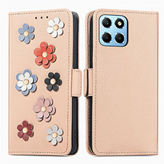 Coque Portefeuille Fleurs Livre Cuir Etui Clapet S02D pour Huawei Honor X6S Kaki