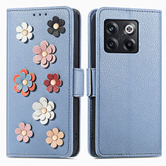 Coque Portefeuille Fleurs Livre Cuir Etui Clapet S02D pour OnePlus Ace Pro 5G Bleu