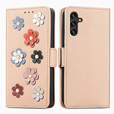 Coque Portefeuille Fleurs Livre Cuir Etui Clapet S02D pour Samsung Galaxy A13 5G Kaki