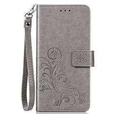 Coque Portefeuille Fleurs Livre Cuir Etui Clapet S02D pour Samsung Galaxy A20 Gris