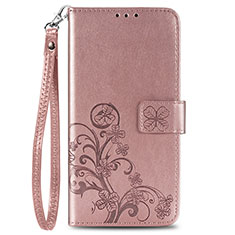 Coque Portefeuille Fleurs Livre Cuir Etui Clapet S02D pour Samsung Galaxy F41 Rose